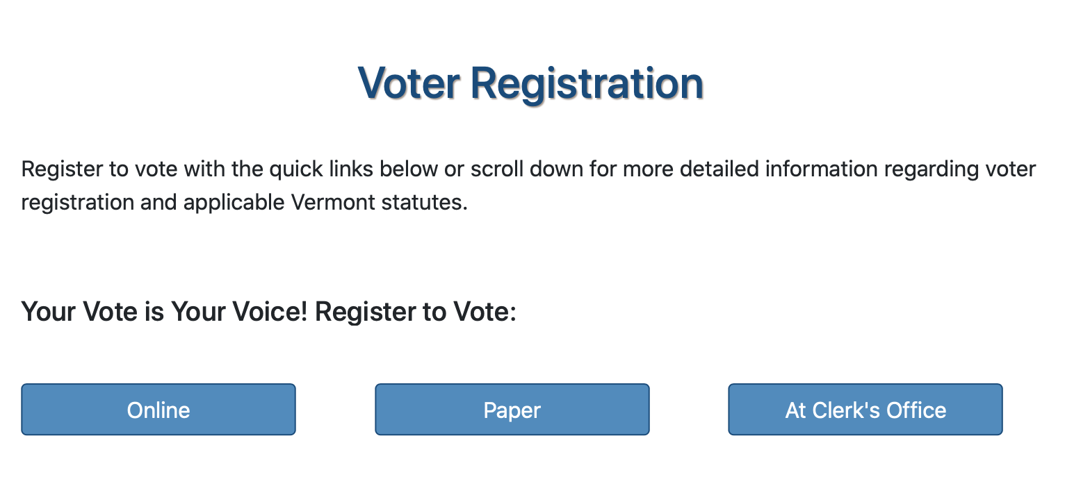Vermont SOS register to vote
